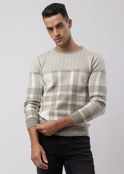 Engineered Check and Harringtone Roundneck