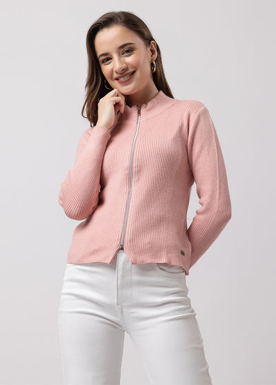 High Knit Full Zipper Filled Sweater