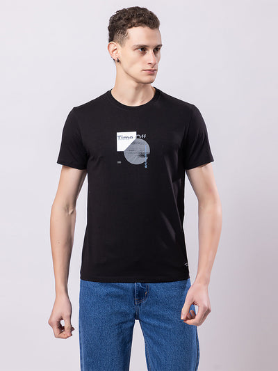 Men's Futurist-print Round-neck T-shirt