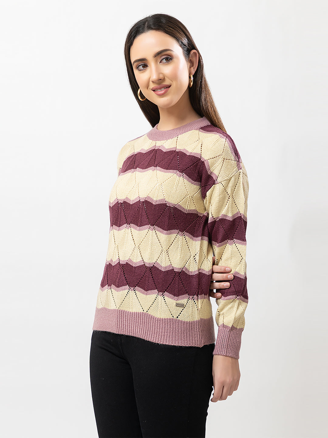 Women's Crew-Neck Striped Sweater – OCTAVE CLOTHING PRIVATE LIMITED