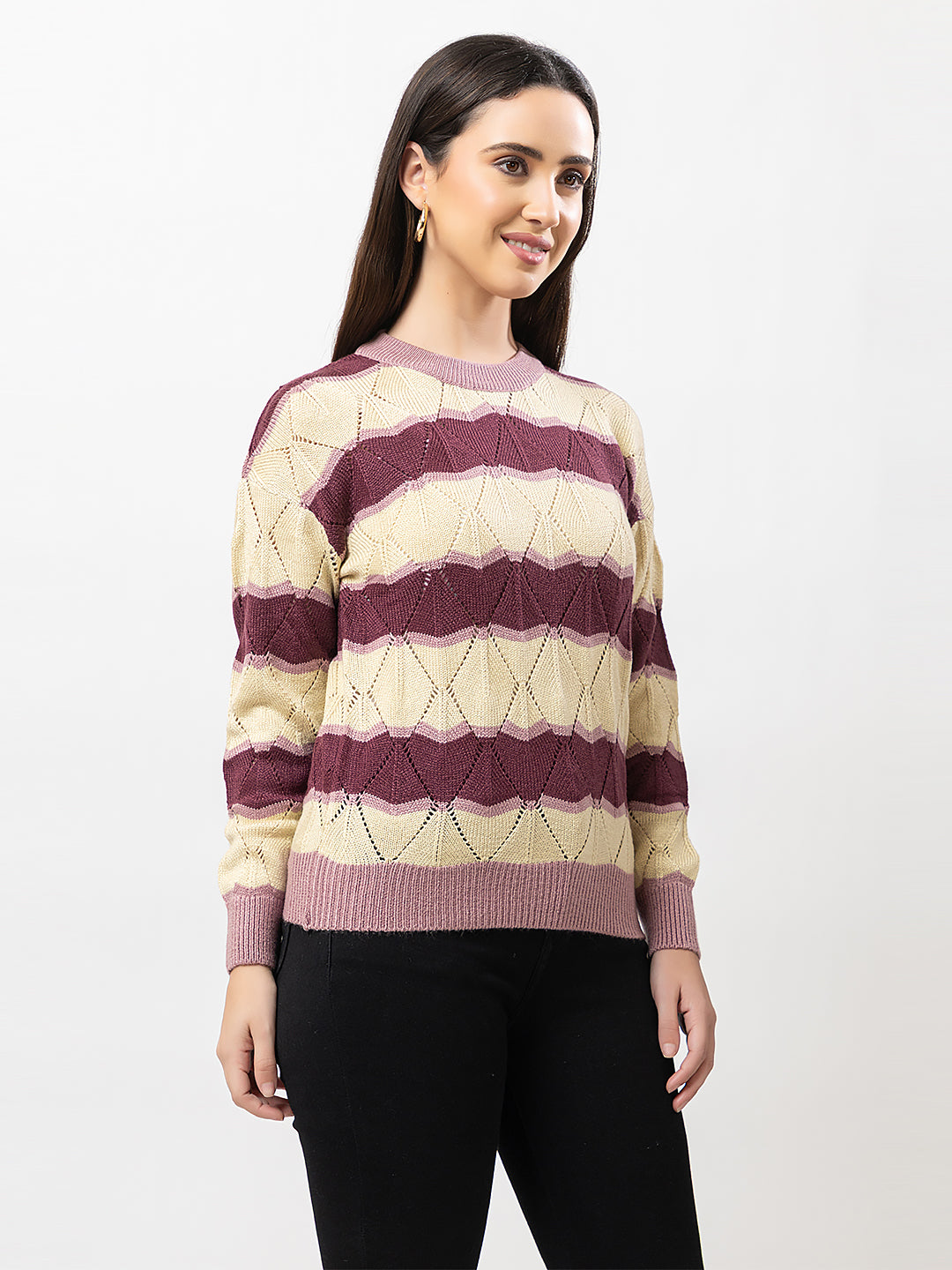 Buy Women's Crew-Neck Striped Sweater Online – OCTAVE CLOTHING PRIVATE ...