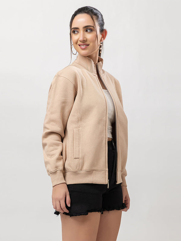 Women's Solid Zipper Sweatshirt