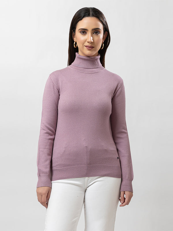 Women's High-Neck Plain Sweater
